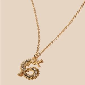 Rhinestone Engraved Dragon Charm Pendant Necklace